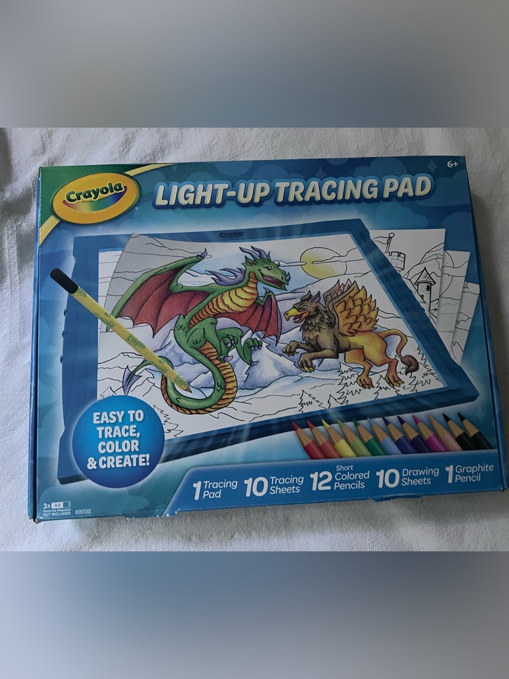 Crayola Light-Up Tracing Pad with Blue Frame and Multicolor Pencils